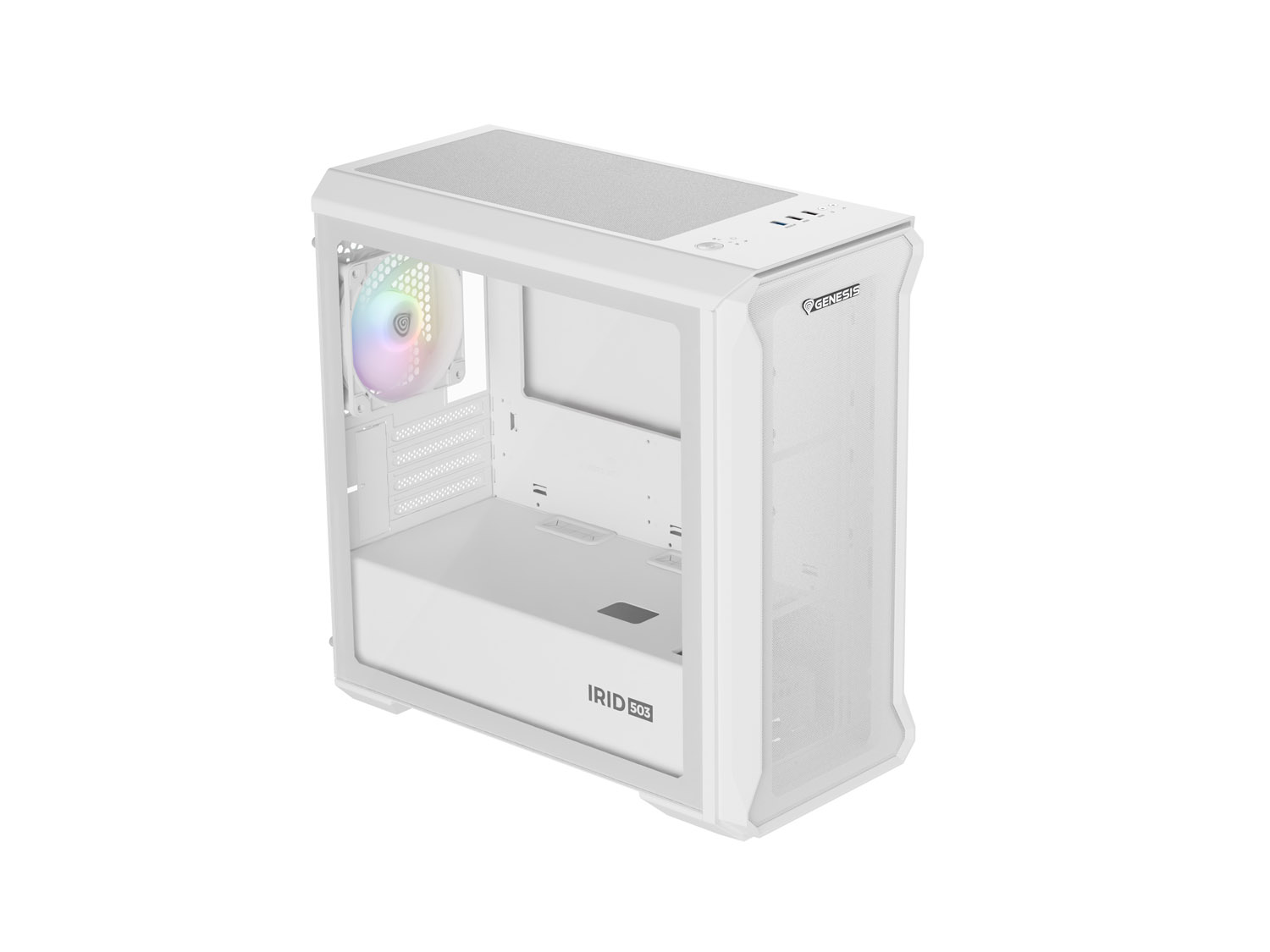 Počítačová skriňa Genesis IRID 503 ARGB LITE/ Mini Tower/ Transpar./ Biela 