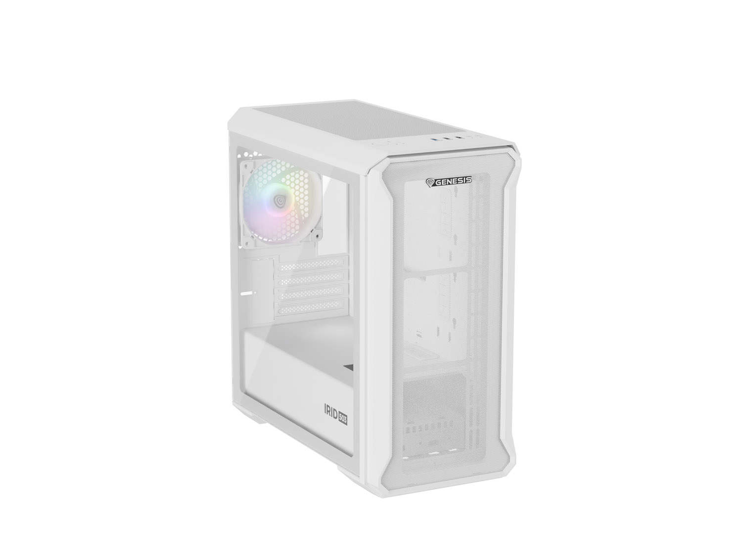 Počítačová skriňa Genesis IRID 503 ARGB LITE/ Mini Tower/ Transpar./ Biela 