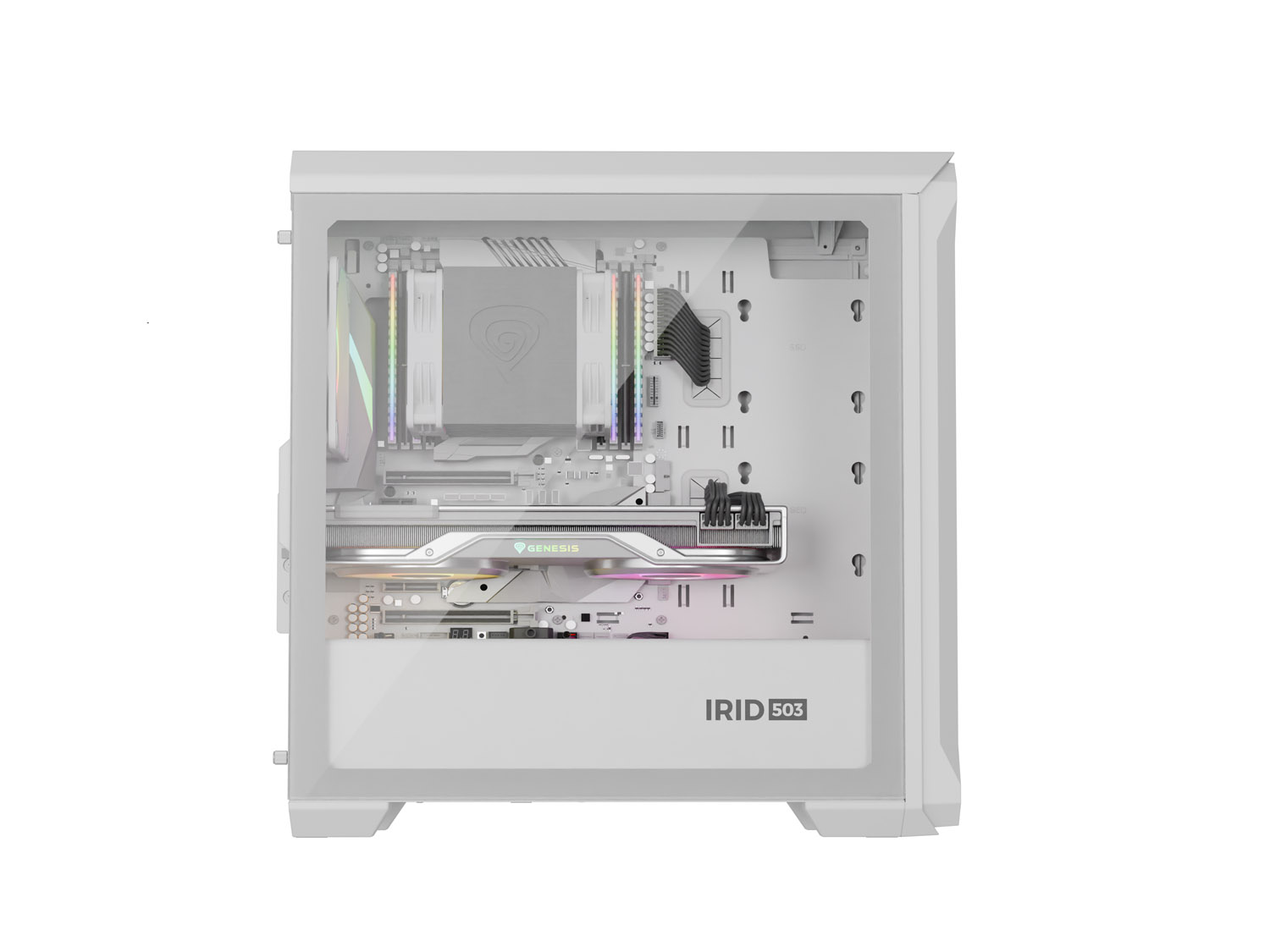 Počítačová skriňa Genesis IRID 503 ARGB LITE/ Mini Tower/ Transpar./ Biela 