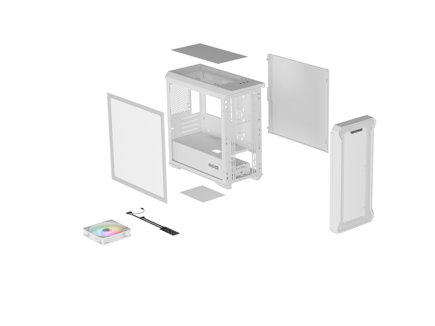 Počítačová skriňa Genesis IRID 503 ARGB LITE/ Mini Tower/ Transpar./ Biela 