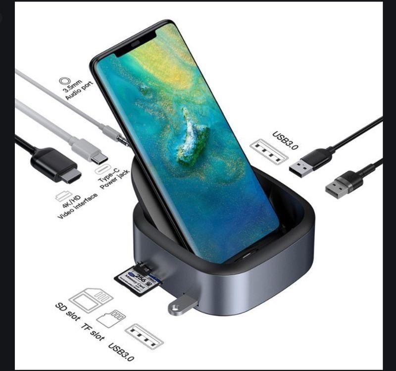 Baseus Mate Docking multifunkčný stolný dock USB-C (USB-C, USB 3.0, 2*USB 2.0, 4KHDMI, MICROSD/ SD) 