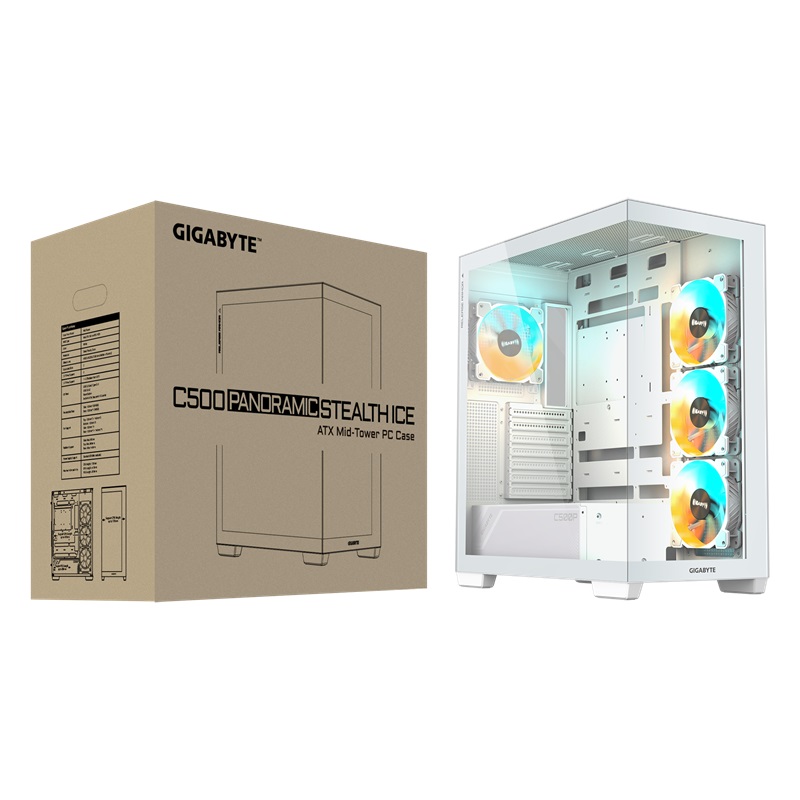 GIGABYTE C500 PANORAMIC STEALTH ICE/ Midi Tower/ Transpar./ Biela 