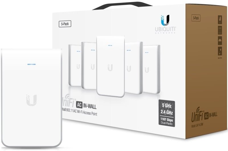 UBNT UniFi AP AC In Wall, 5-PACK [Indoor AP, 2.4GHz(300Mbps)+5GHz(866Mbps), 2x2 MIMO, 802.11a/b/g/n/ac]