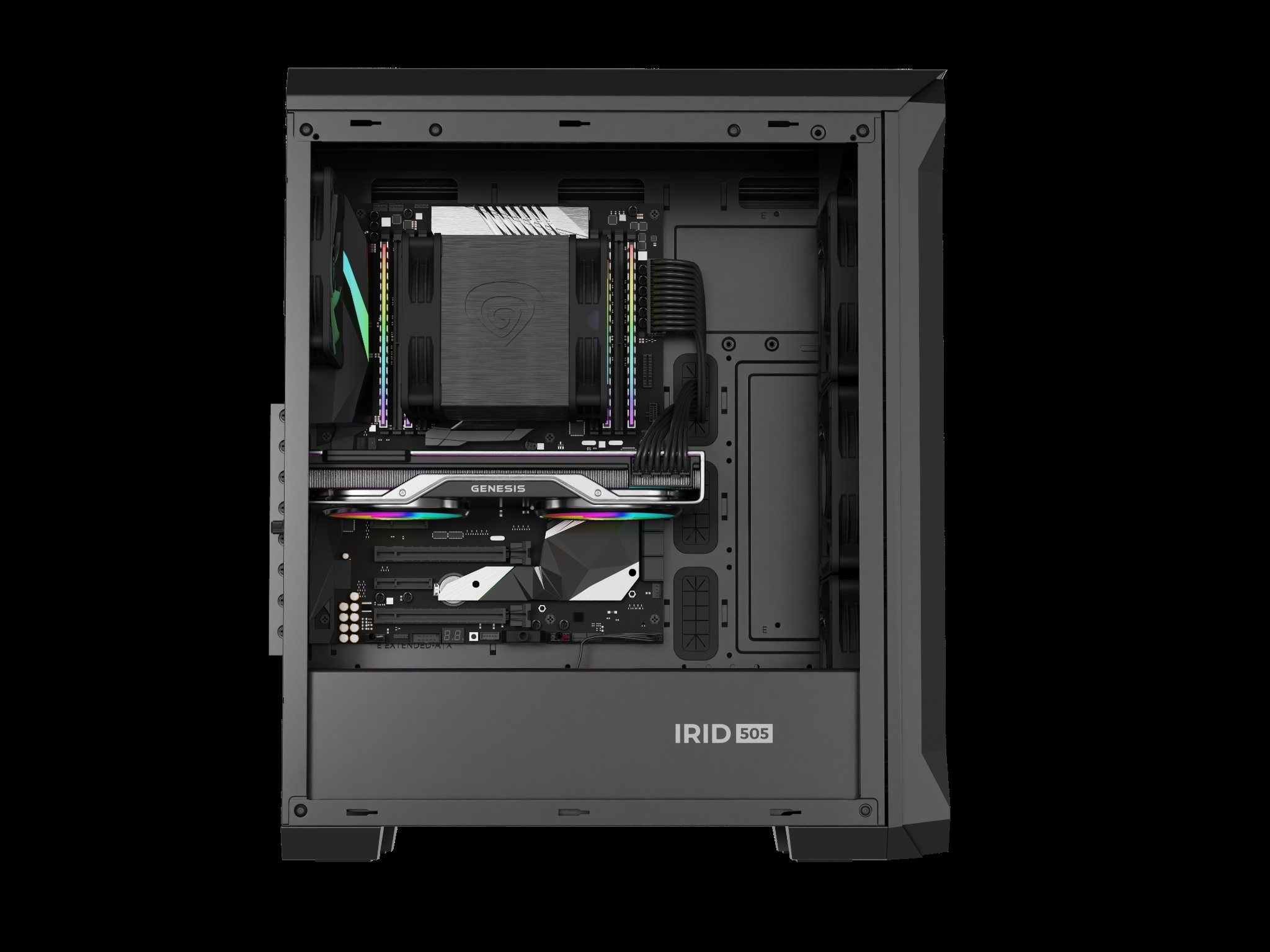 Počítačová skriňa Genesis IRID 505 ARGB V2/ Midi Tower/ Transpar./ Čierna 