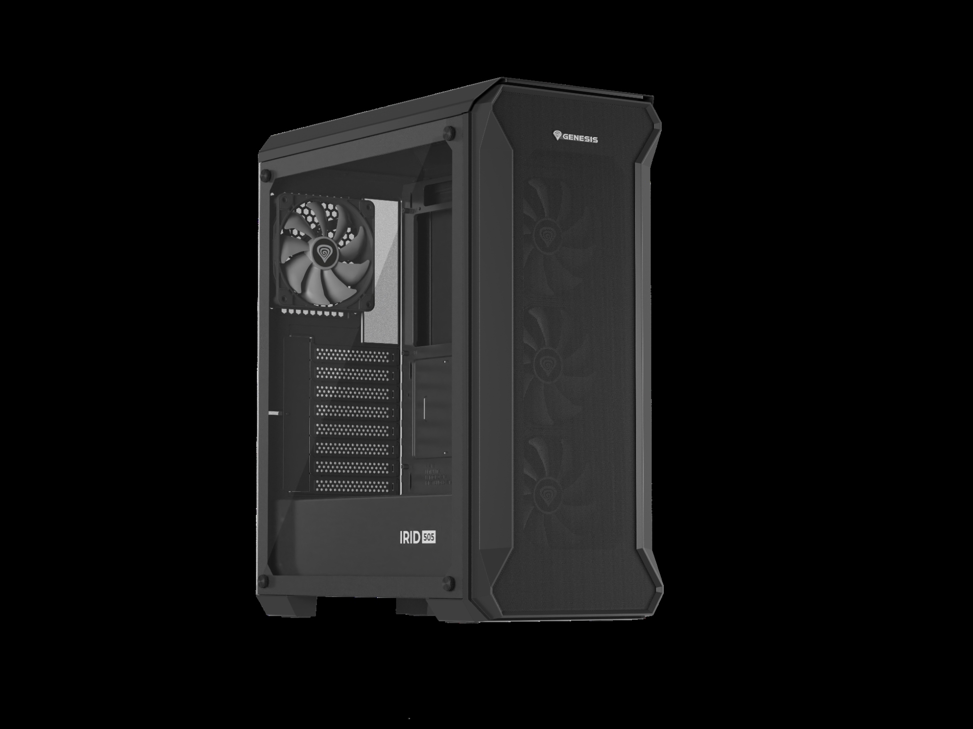 Počítačová skriňa Genesis IRID 505 ARGB V2/ Midi Tower/ Transpar./ Čierna 