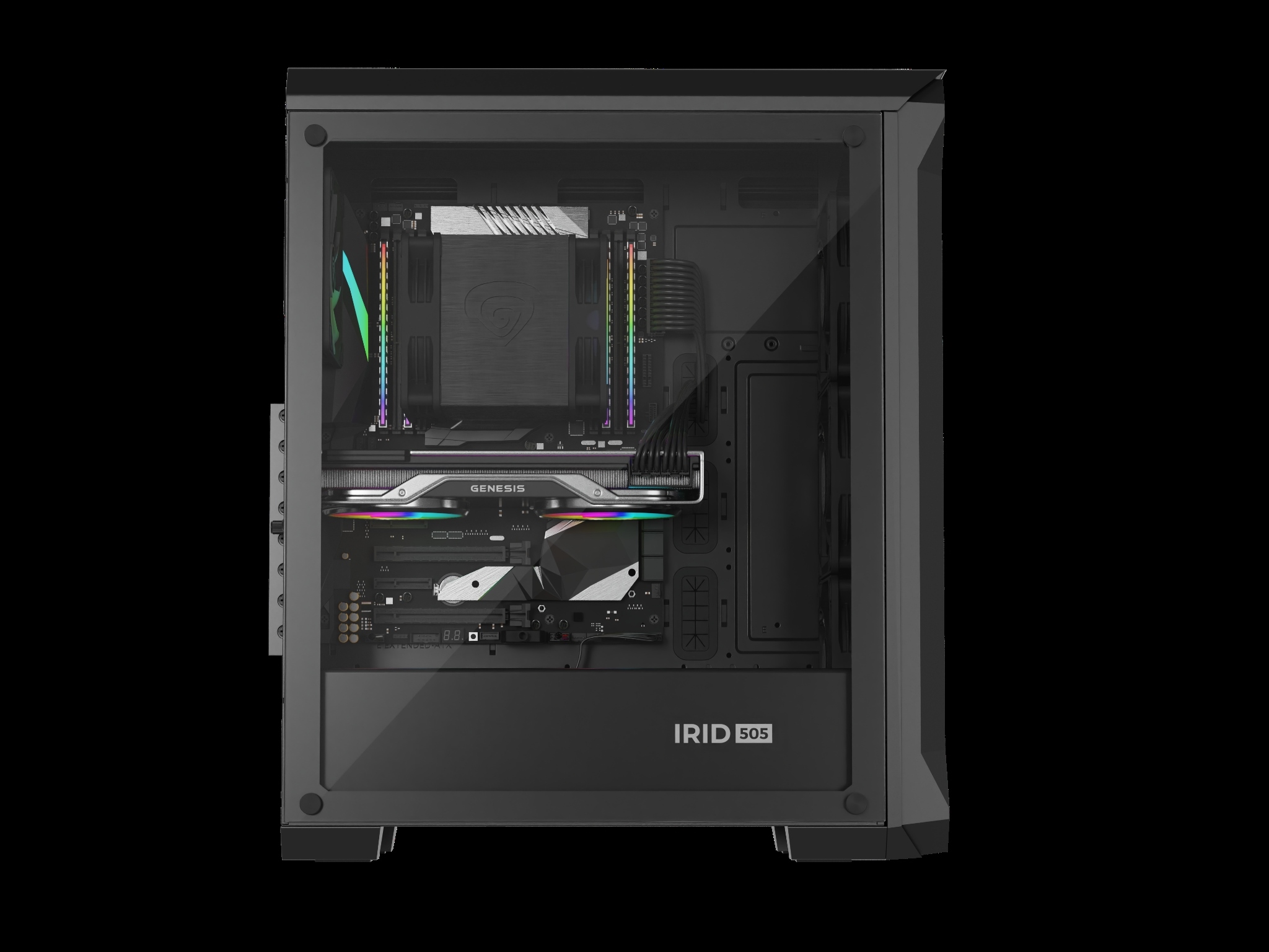Počítačová skriňa Genesis IRID 505 ARGB V2/ Midi Tower/ Transpar./ Čierna 