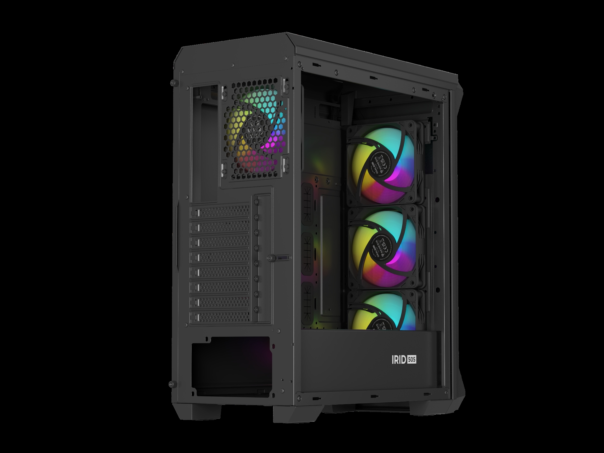 Počítačová skriňa Genesis IRID 505 ARGB V2/ Midi Tower/ Transpar./ Čierna 