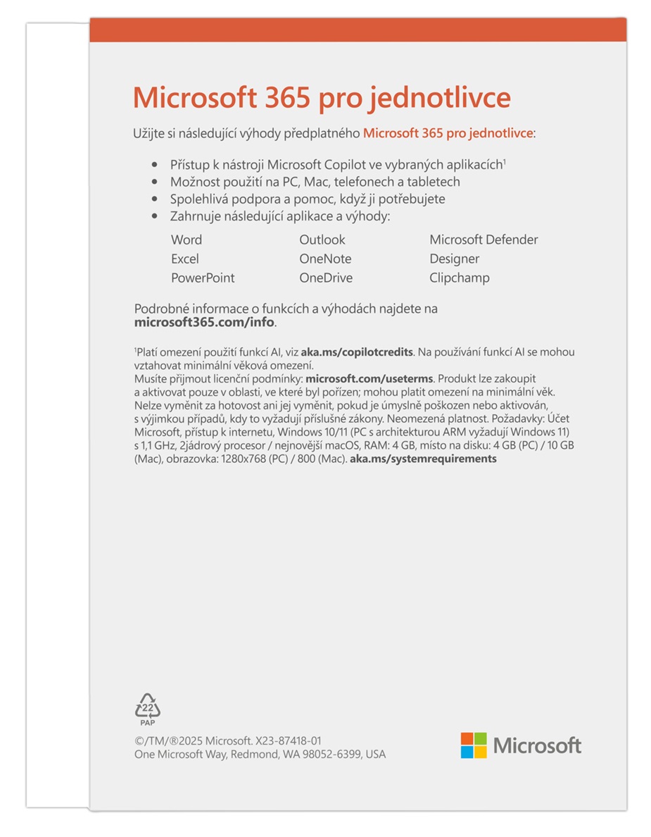 ESD Microsoft365 Personal Mac/ Win All Lng 1YR k PC 