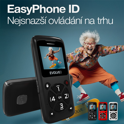 EVOLVEO EasyPhone ID, mobilný telefón pre seniorov, čierna 