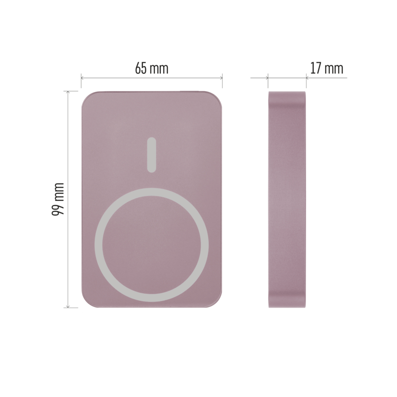 EMOS POWERBANKA WI1046, bezdrôtové nabíjanie 20W, 10.000mAh, LOSOSOVÁ, 1xUSB-C 