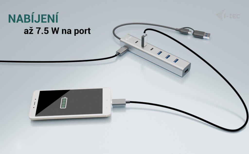 i-tec USB-C/ USB-A Charging Metal HUB 7 Port (3x USB-C, 4x USB-A) 