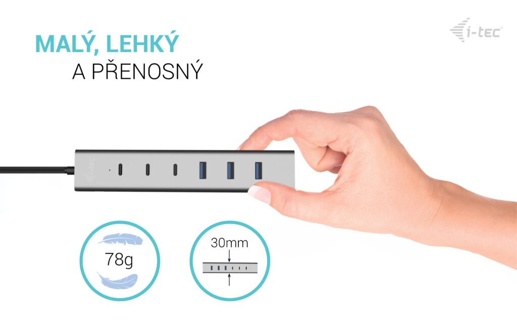 i-tec USB-C/ USB-A Charging Metal HUB 7 Port (3x USB-C, 4x USB-A) 