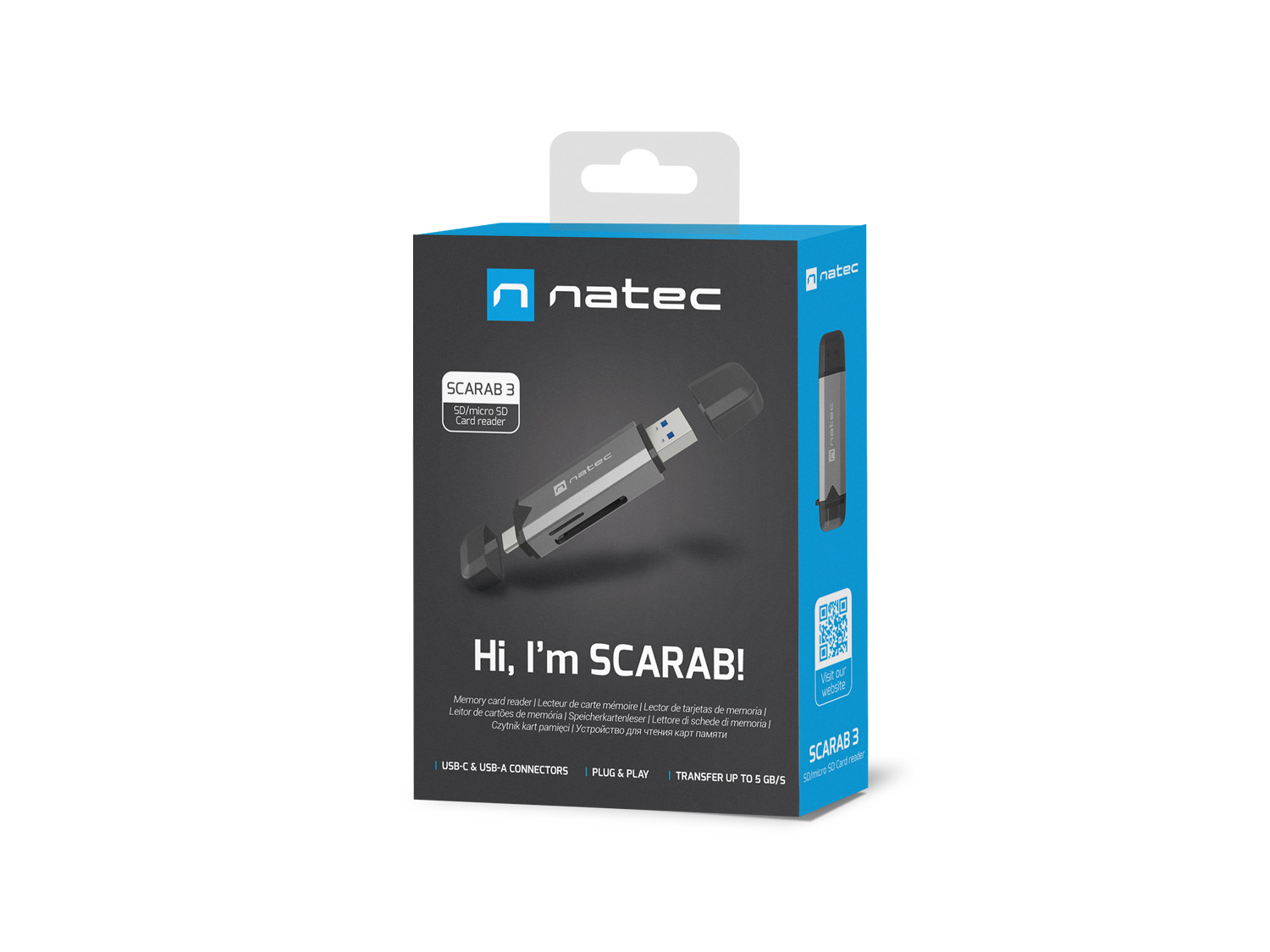 Čítačka kariet Natec SCARAB 3 USB-A + USB-C 3.1 GEN 1/ microSD/ microSDHC/ microSDXC/ SD/ SDHC/ SDXC/ T-Flash 