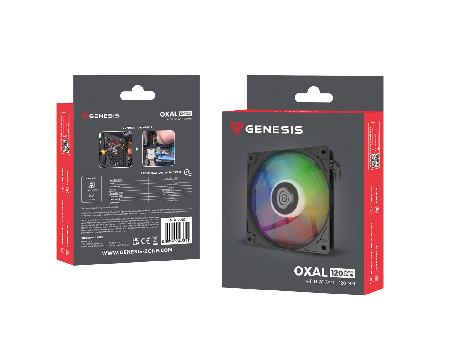 Ventilátor Genesis OXAL 120 ARGB, Čierny 