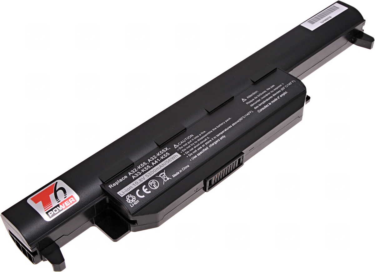 Batéria T6 Power pre Asus A45, A55, K45, K55, R500, R503, R704, X45, X55, X75, 5200mAh, 56Wh, 6cell