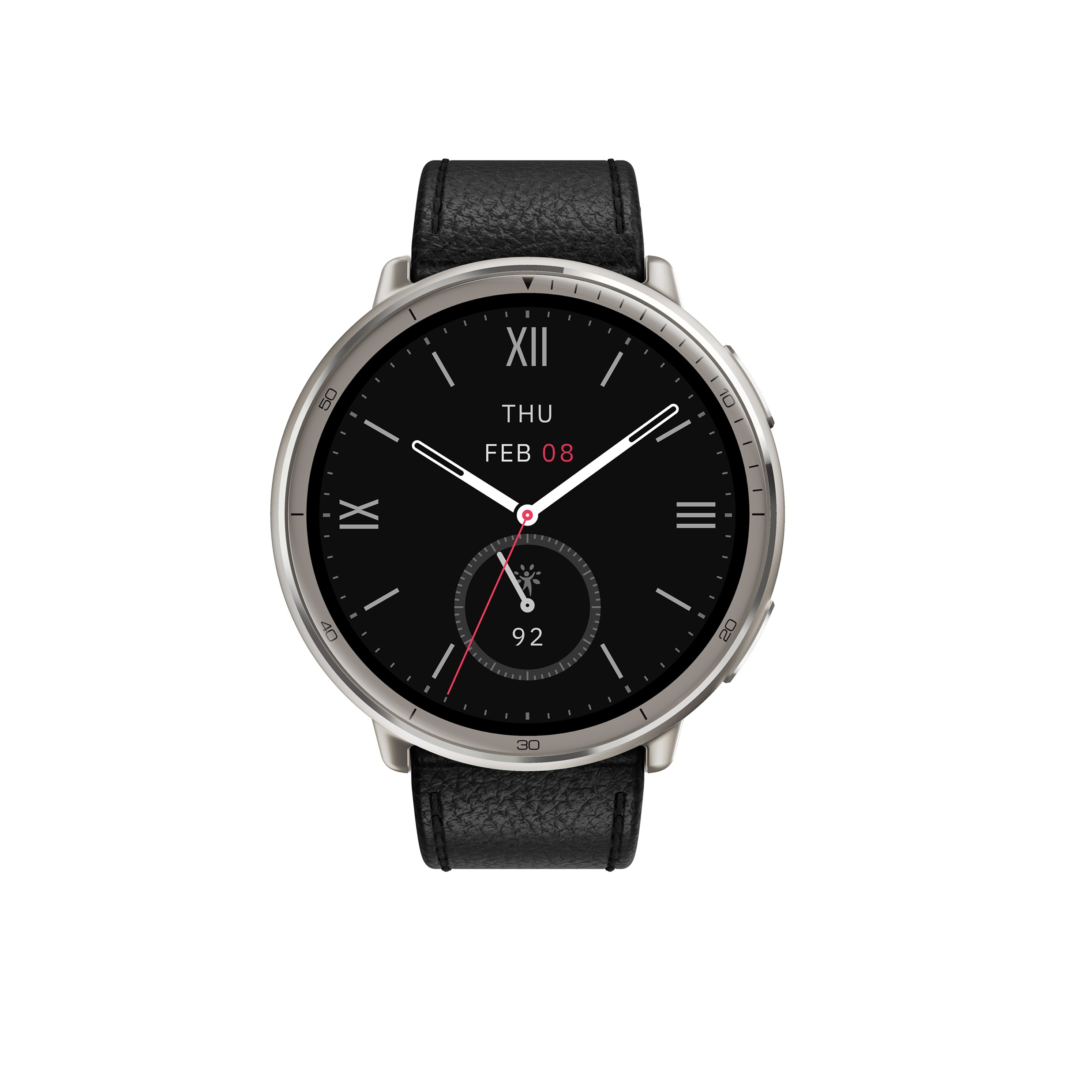 Amazfit Active 2 Round NFC/ Silver/ Elegant Band/ Black Leather 