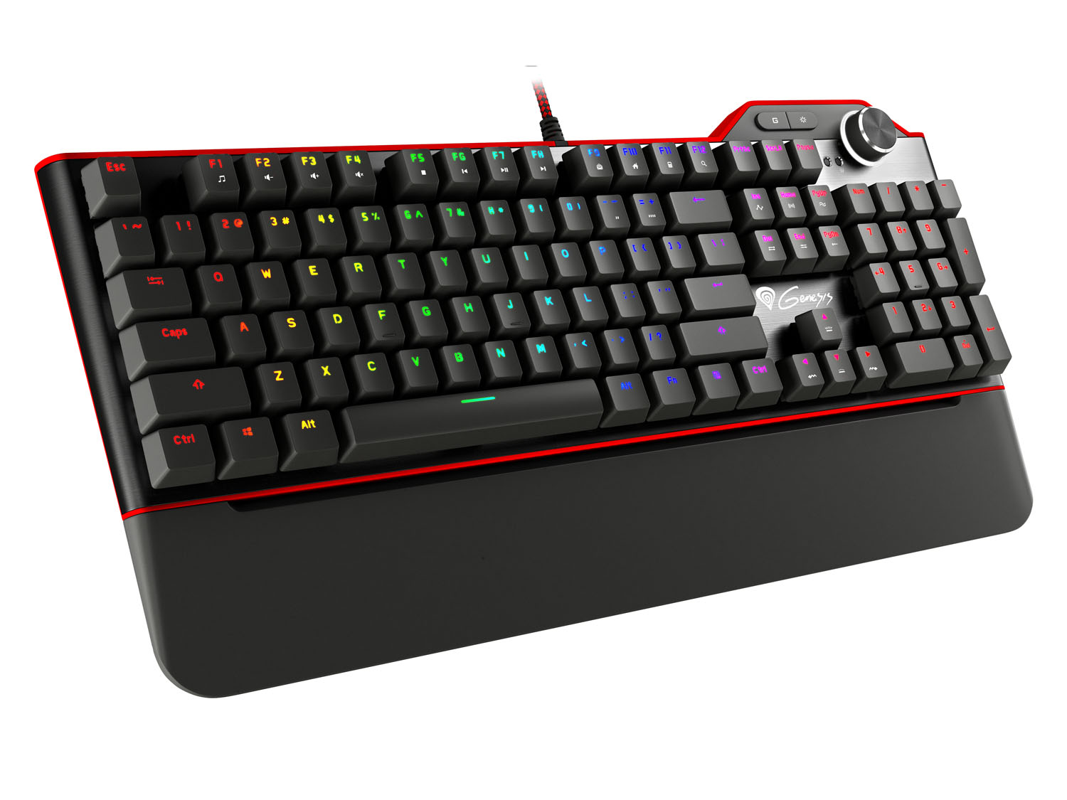 Genesis herná mechanická klávesnica RX85/ RGB/ Kailh Brown/ Drôtová USB/ US layout/ Čierna-červená