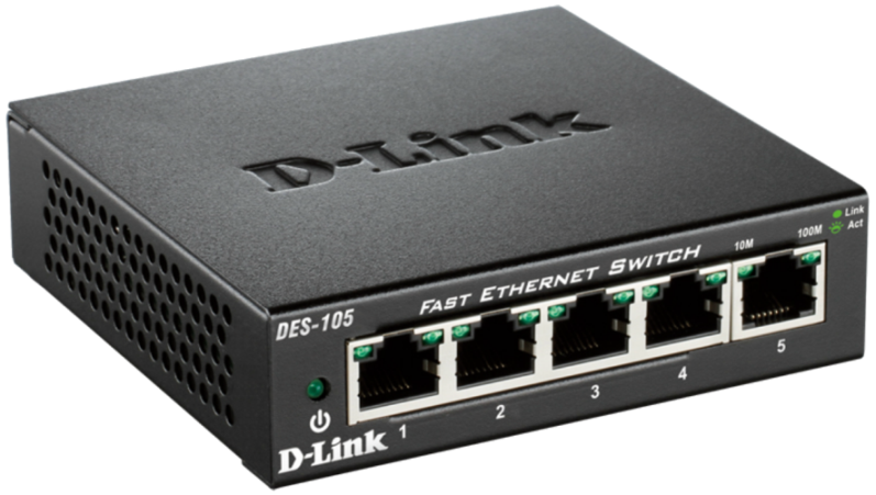 D-Link DES-105 kovový 5-port 10/ 100 Desktop Switch 