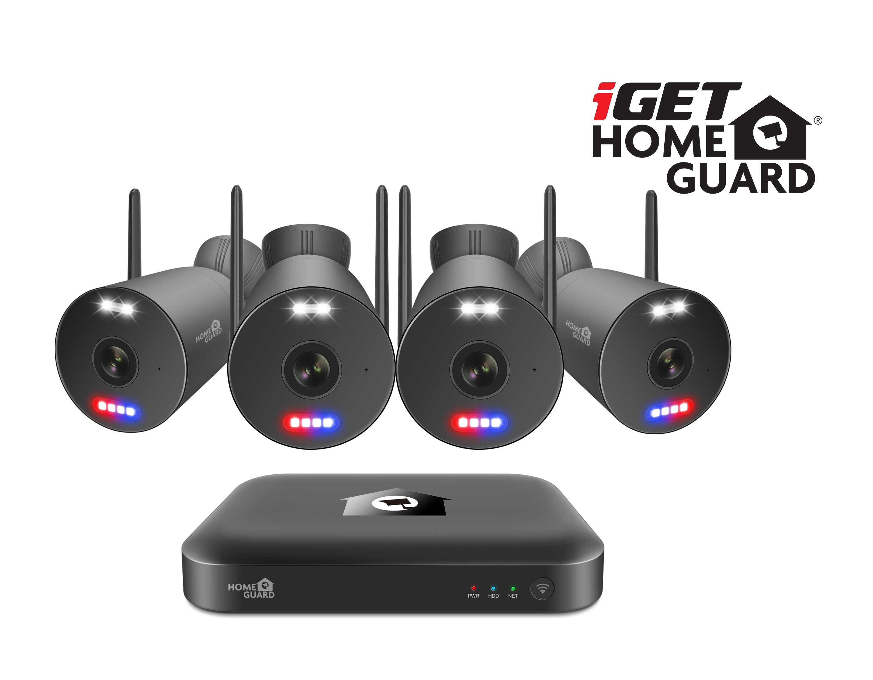iGET HGNVK109104 - kamerový Wi-Fi set, 3K rozlíšenie, 10CH NVR + 4x kamera so zvukom, IR + LED, CZ app 