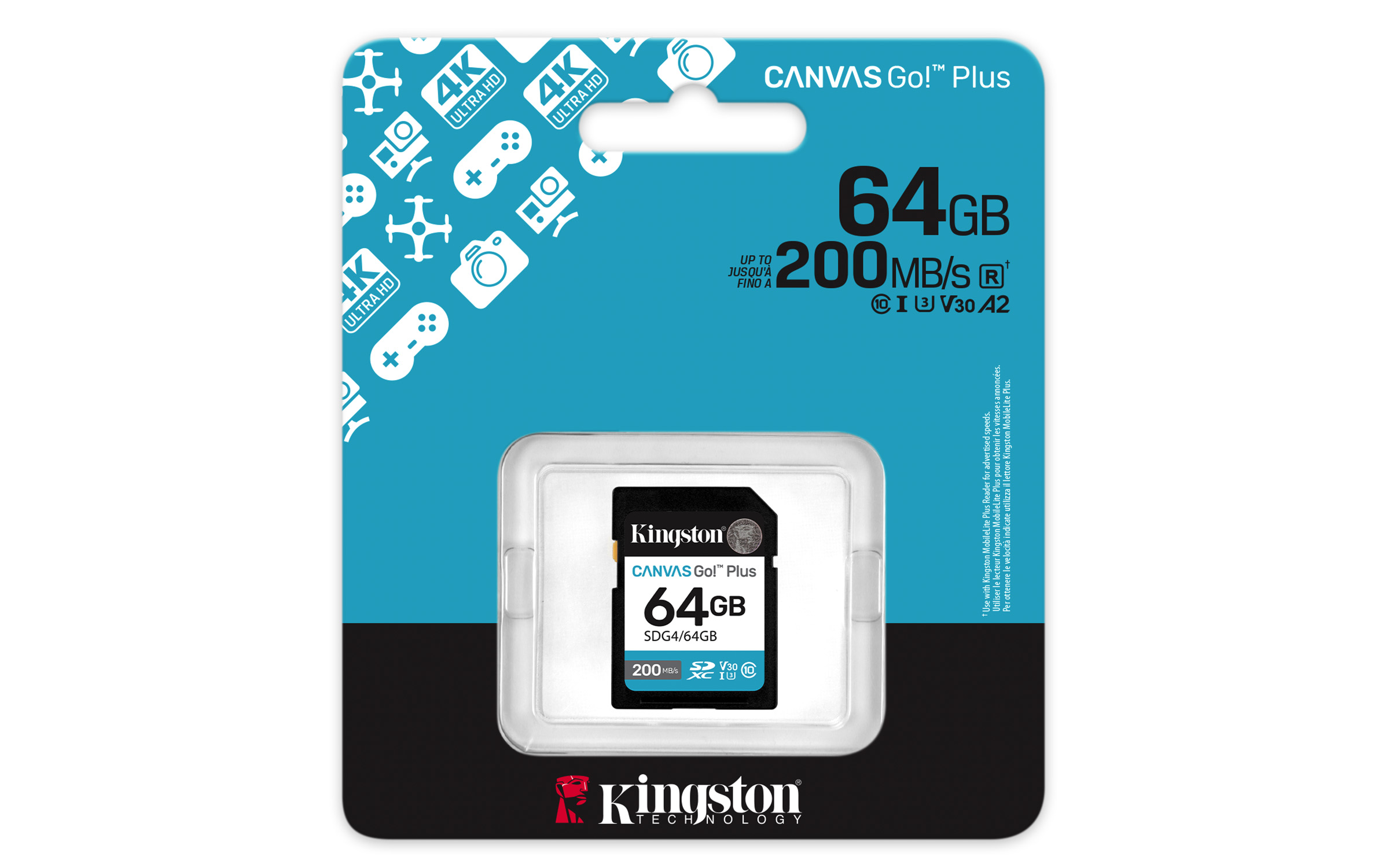 Kingston Canvas Go Plus/ SDXC/ 64GB/ UHS-I U3 / Class 10 