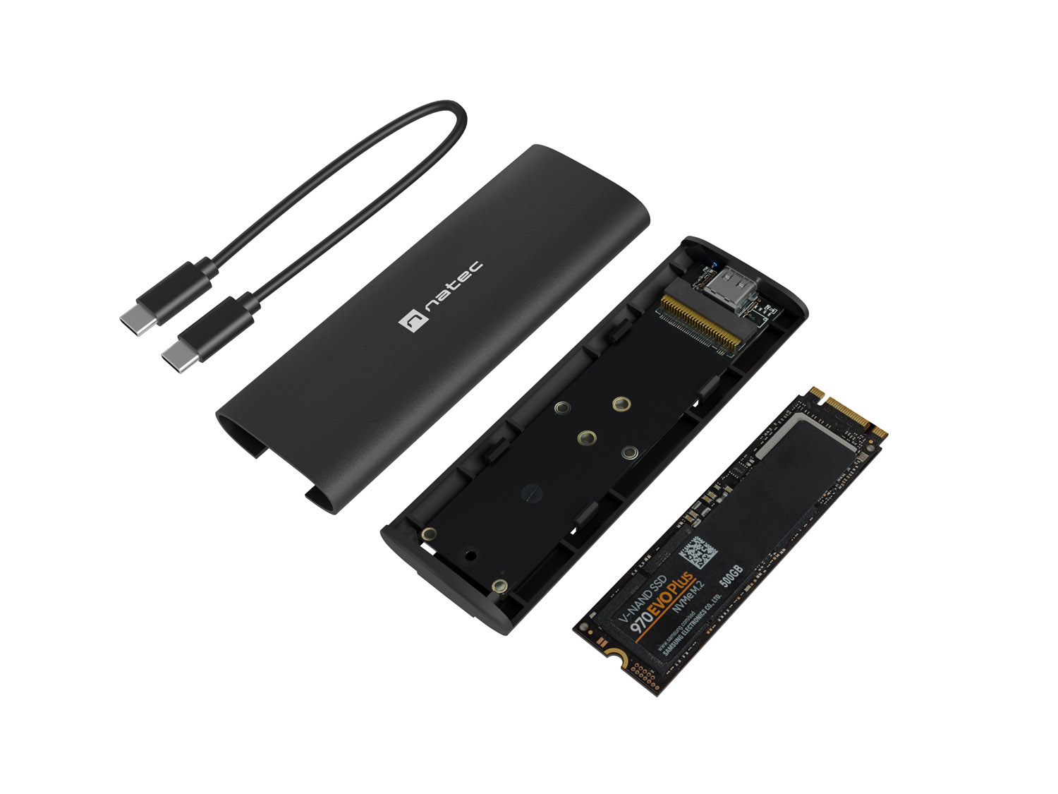 Externý box pre SSD Natec RHINO M.2 NVME LITE USB-C 3.1 GEN2, hliníkové telo 