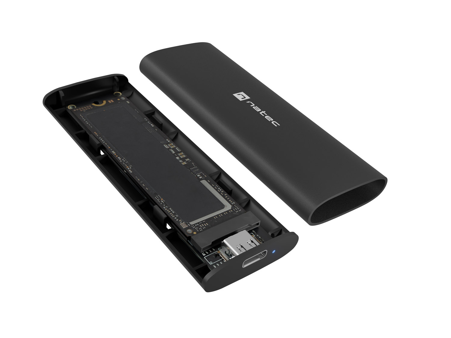 Externý box pre SSD Natec RHINO M.2 NVME LITE USB-C 3.1 GEN2, hliníkové telo 