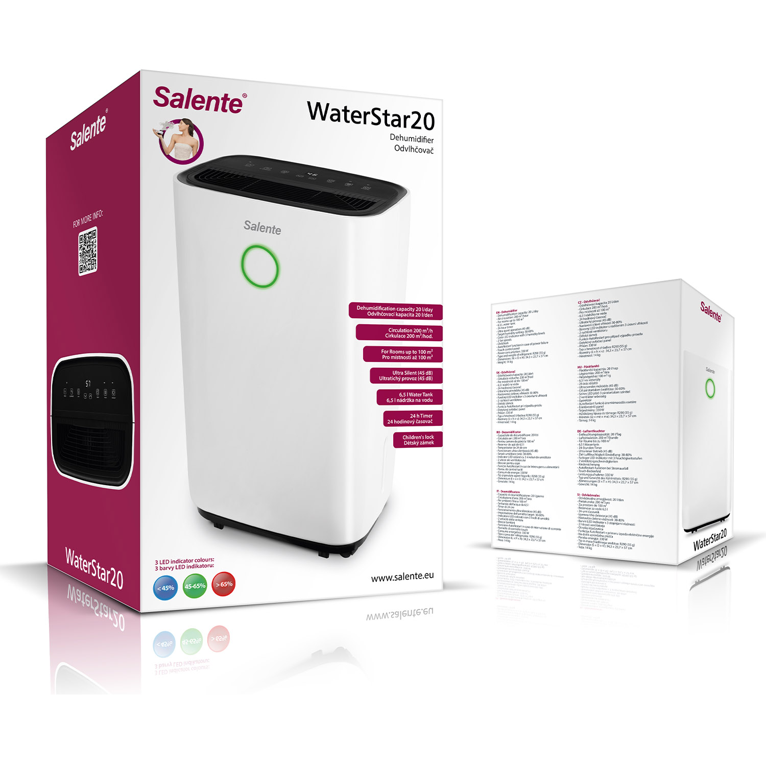Salente WaterStar20, odvlhčovač vzduchu, 20l/ deň, biely 