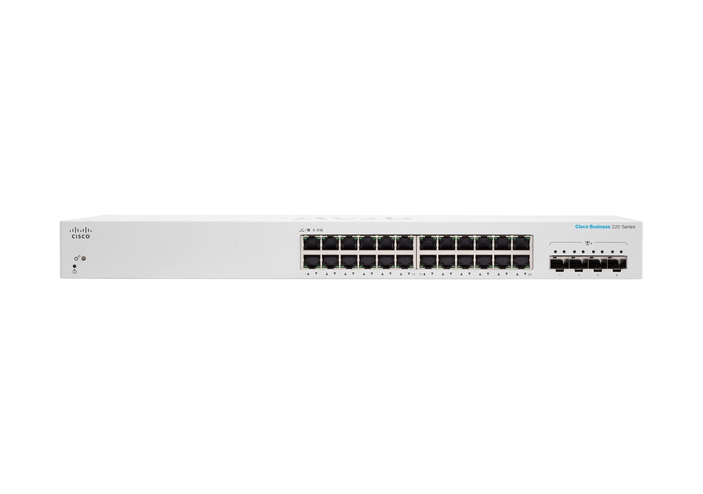 Cisco switch CBS220-24T-4G (24xGbE,4xSFP,fanless) - REFRESH 