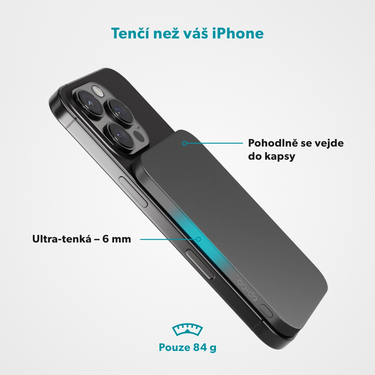Epico 3000mAh Alu Mag+ PowerBanka EM31 - šedá 
