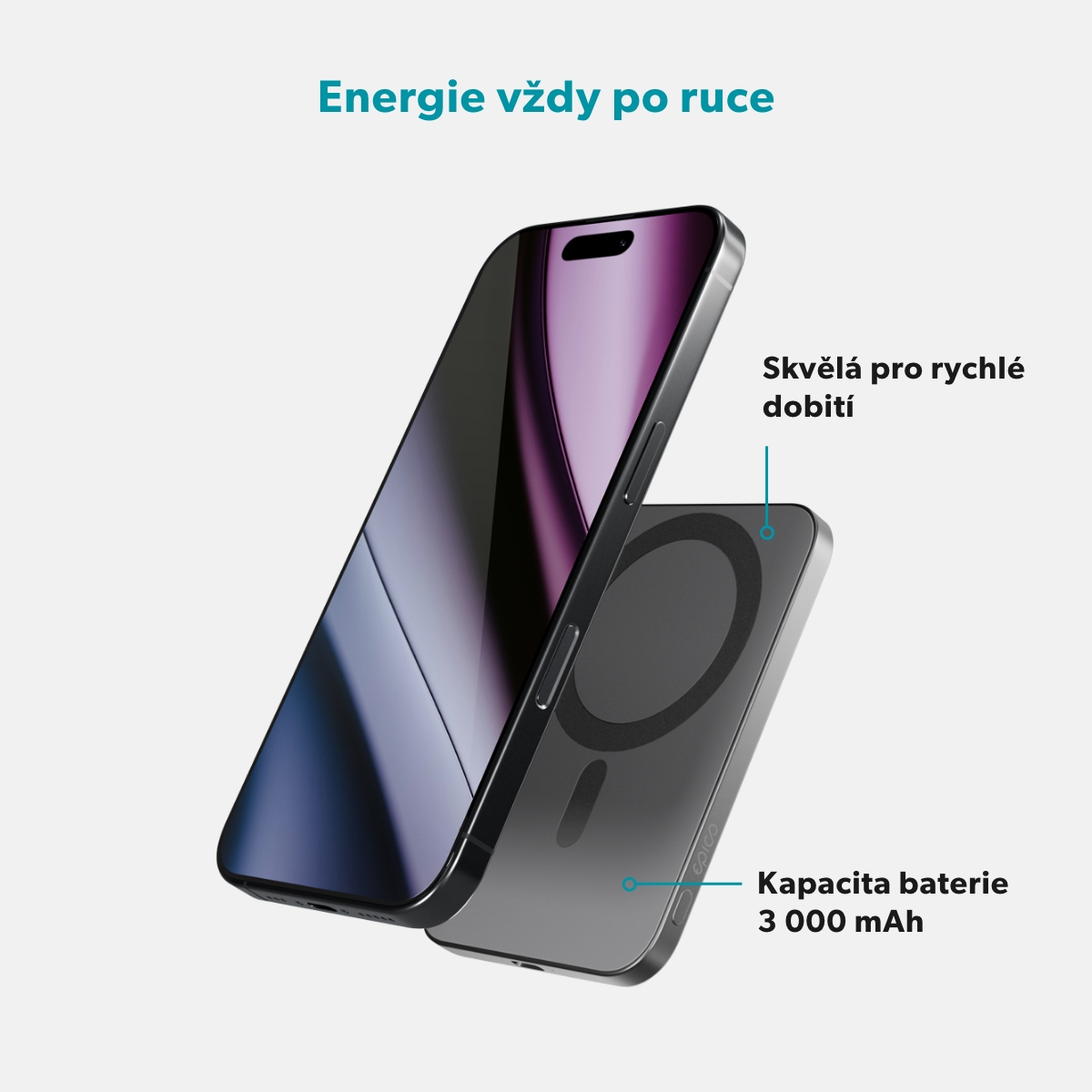 Epico 3000mAh Alu Mag+ PowerBanka EM31 - šedá 