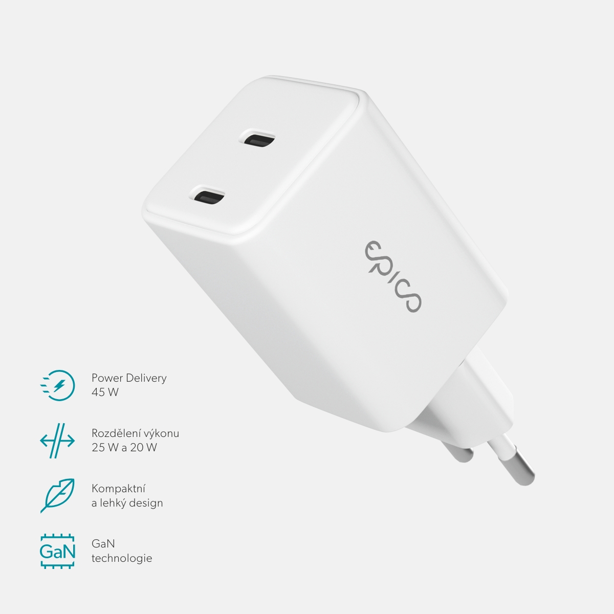 Epico UltraBoost GaN 45W sieťový adaptér EA45 - biela 