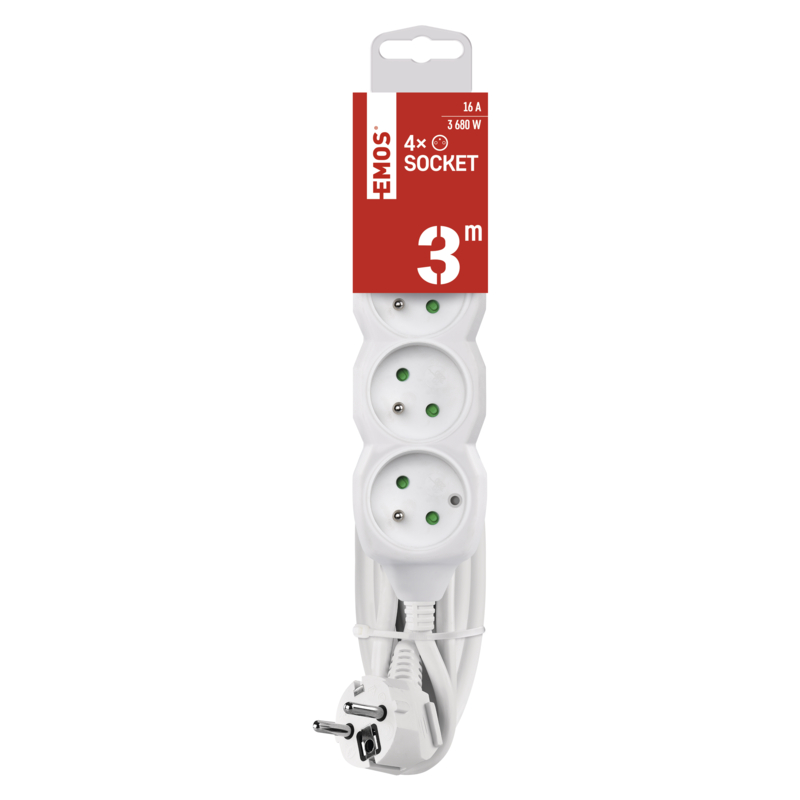 EMOS predlžovací prívod 4z/ 3m 1, 5mm 