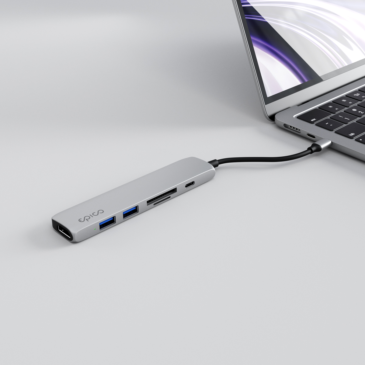 Epico 6v1 Alu Hub 8K s USB-C konektorom - strieborná 