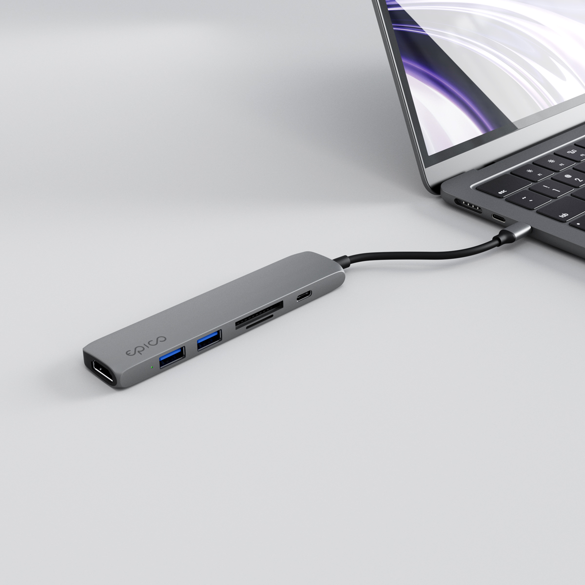 Epico 6v1 Alu Hub 8K s USB-C konektorom - šedá 