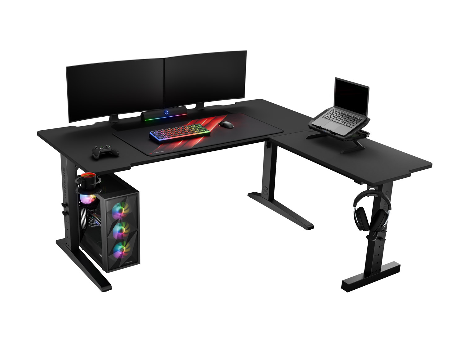 Herný stôl Genesis HOLM MODULAR 160 ROHOVÝ, RGB 