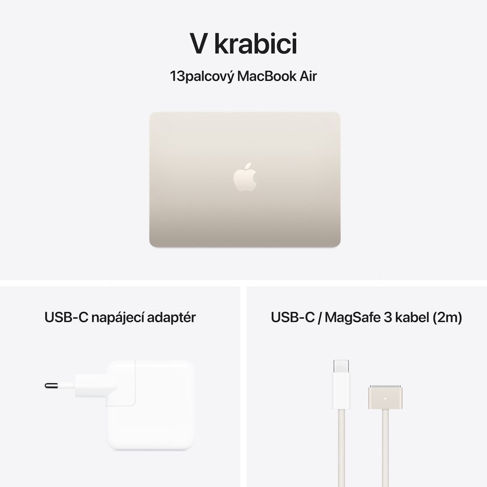 Apple MacBook Air 13"/ M4/ 13, 6"/ 2560x1664/ 16GB/ 512GB SSD/ M4/ Sequoia/ Starlight/ 1R 