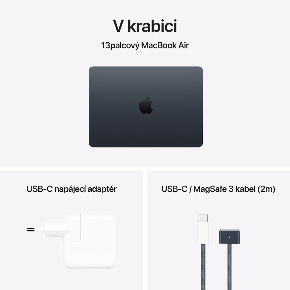 Apple MacBook Air 13"/ M4/ 13, 6"/ 2560x1664/ 16GB/ 512GB SSD/ M4/ Sequoia/ Midnight/ 1R 