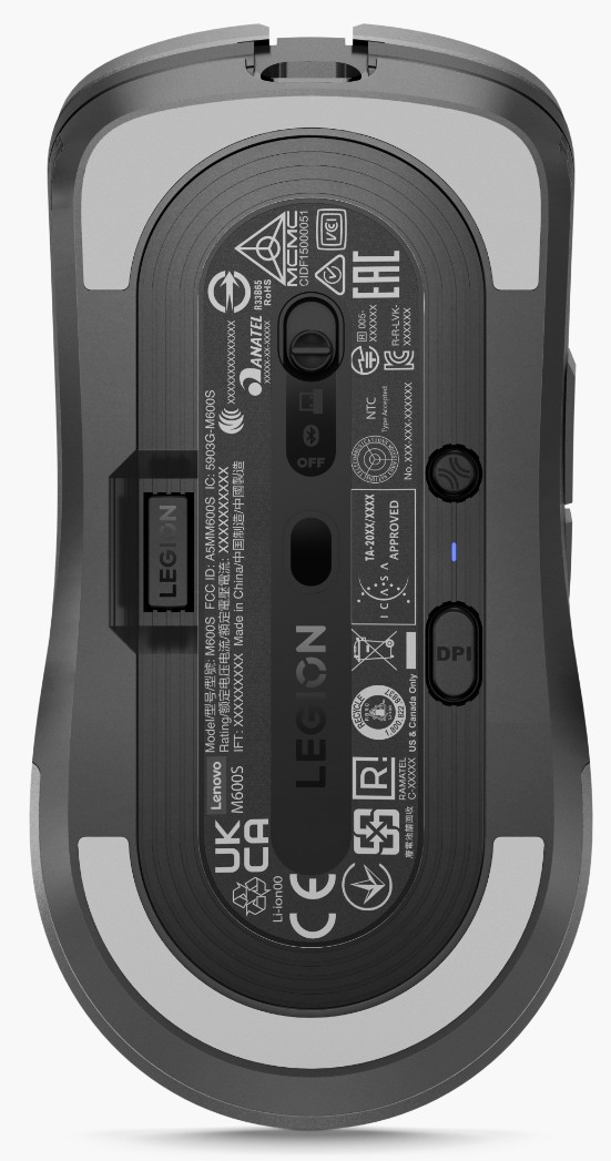 Lenovo Legion M600s/ Herná/ Optická/ Pre pravákov/ 19 000 DPI/ Drôtové/ Bezdrôtové/ Šedá 