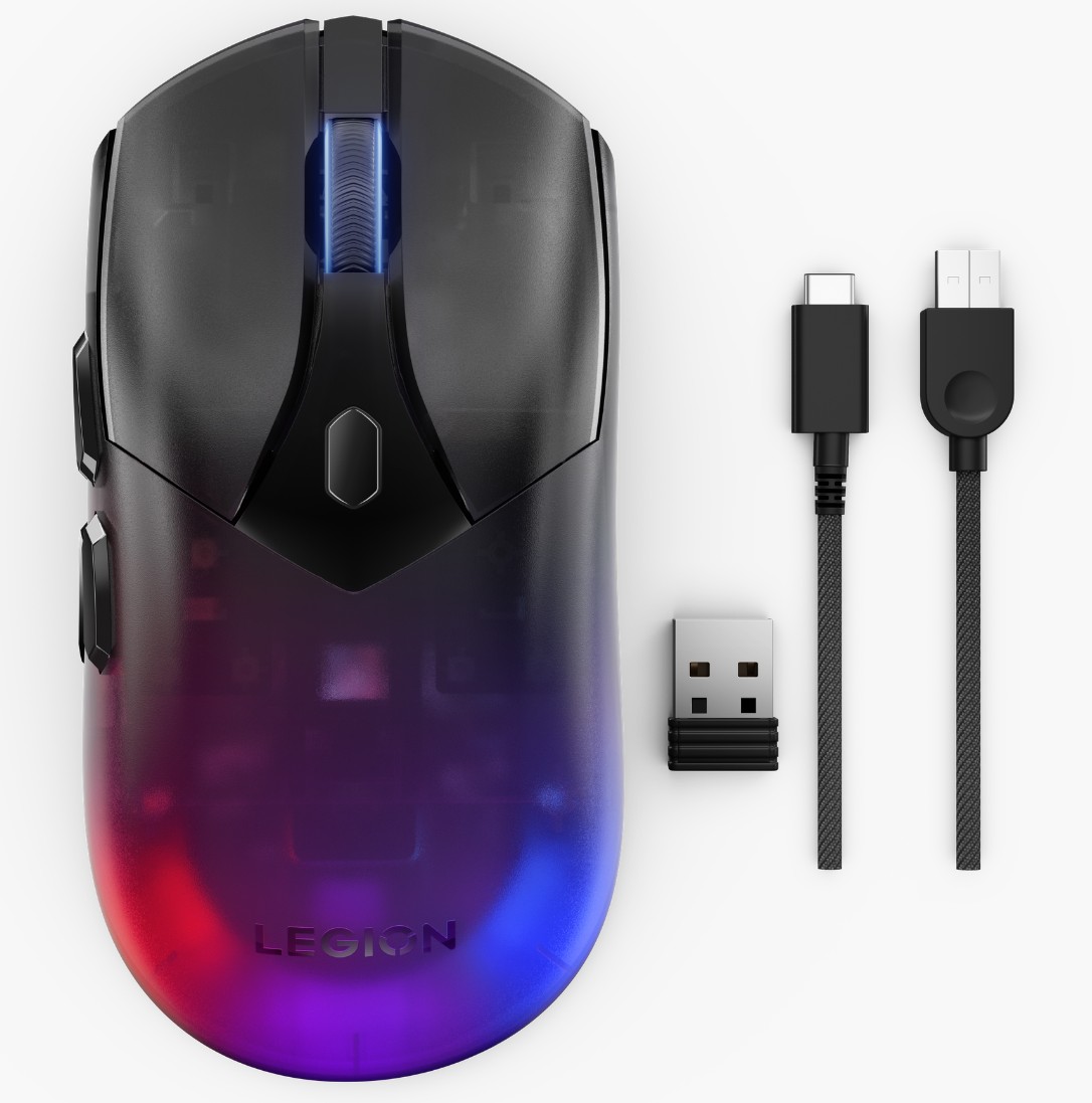 Lenovo Legion M410/ Herná/ Optická/ Pre pravákov/ 16 000 DPI/ Drôtové/ Bezdrôtové/ Transparentné 