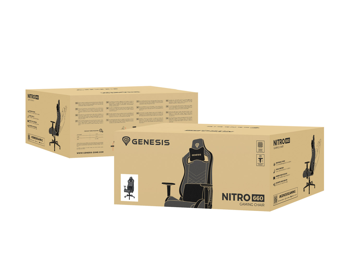 Herné kreslo Genesis NITRO 660, Šedo-čierne 