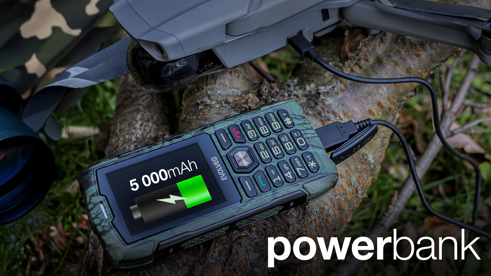 EVOLVEO StrongPhone H1, vodotesný odolný Dual SIM telefón, lovecká kamufláž 