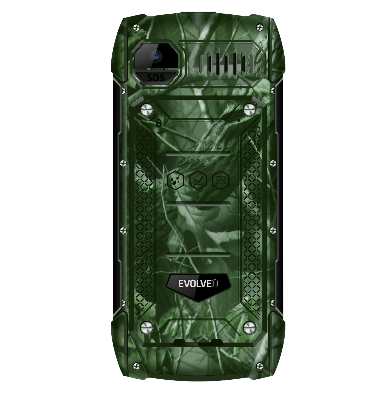 EVOLVEO StrongPhone H1, vodotesný odolný Dual SIM telefón, lovecká kamufláž 