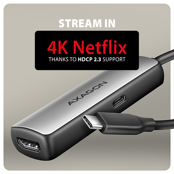 AXAGON RVC-HI8KPD, USB-C -> HDMI 2.1 redukcia/ adapter, 8K/ 60Hz, 4K/ 144Hz, HDR10+, PD100W 
