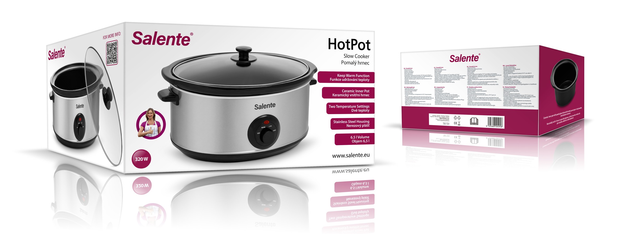Salente HotPot, pomalý hrniec, 6, 5 l, manuálne ovládanie, nerez 
