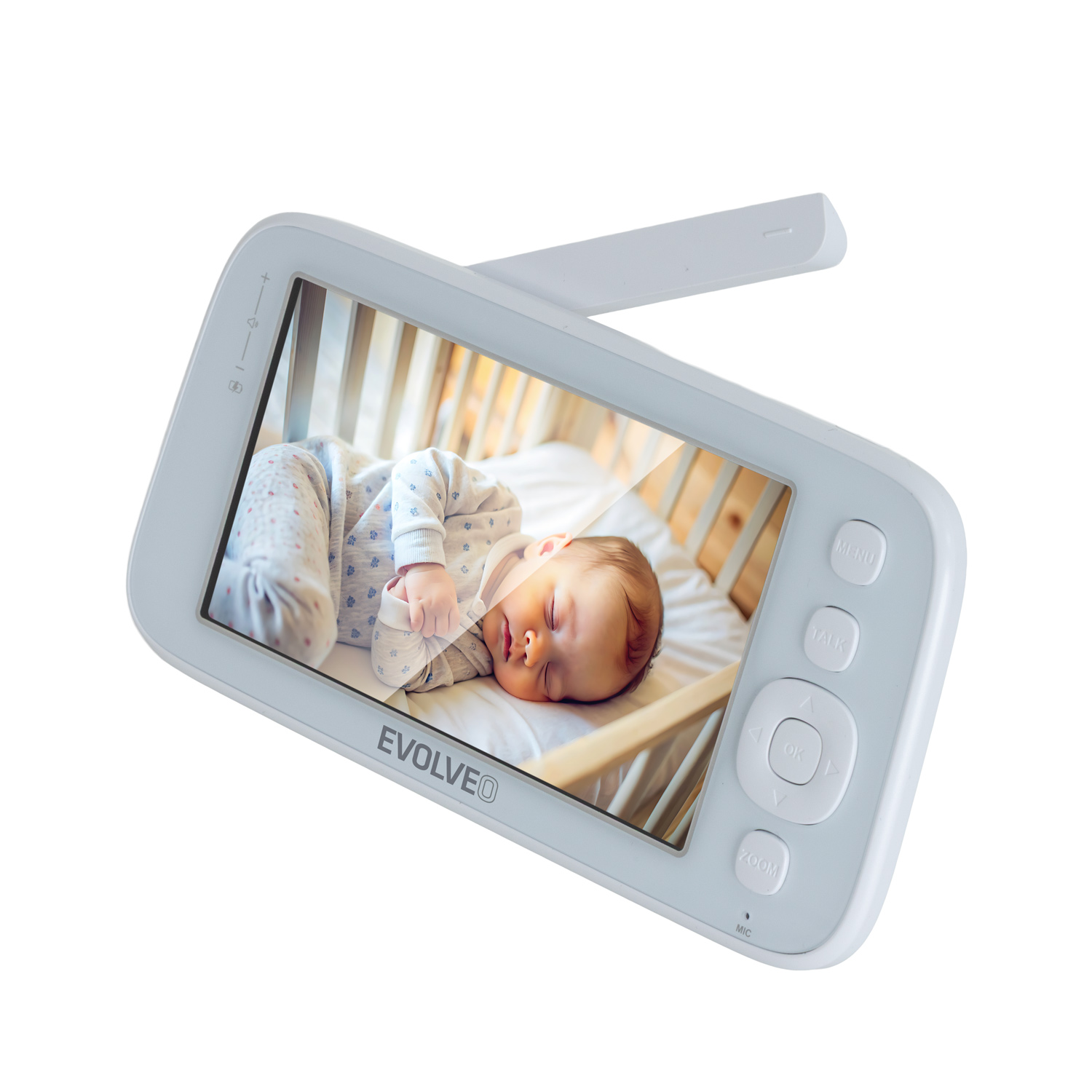 EVOLVEO Baby Monitor N5 - Set videoopatrovateľky s 360 ° dohľadom, obojsmernou komunikáciou a uspávankami,  