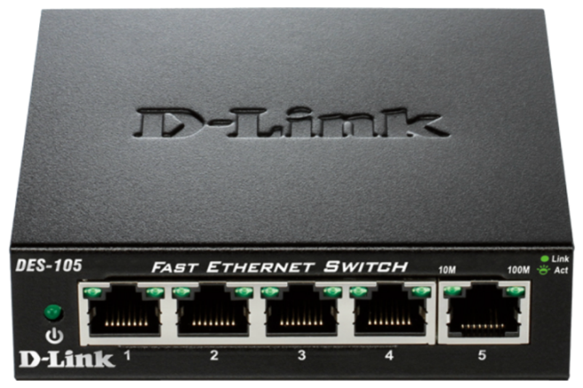 D-Link DES-105 kovový 5-port 10/ 100 Desktop Switch