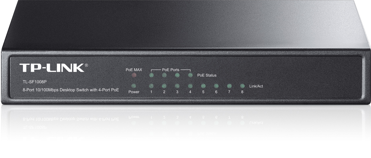 TP-Link TL-SF1008P 8x10/ 100 (4xPOE) 66W Desktop kovový CCTV Switch
