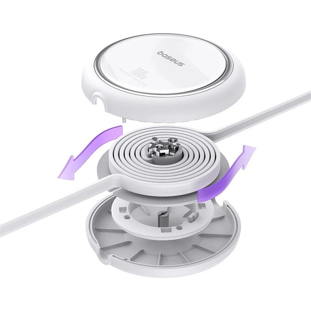 Baseus Dátový kábel Free2Draw mini USB-C/ USB-C 1m 100W biely 