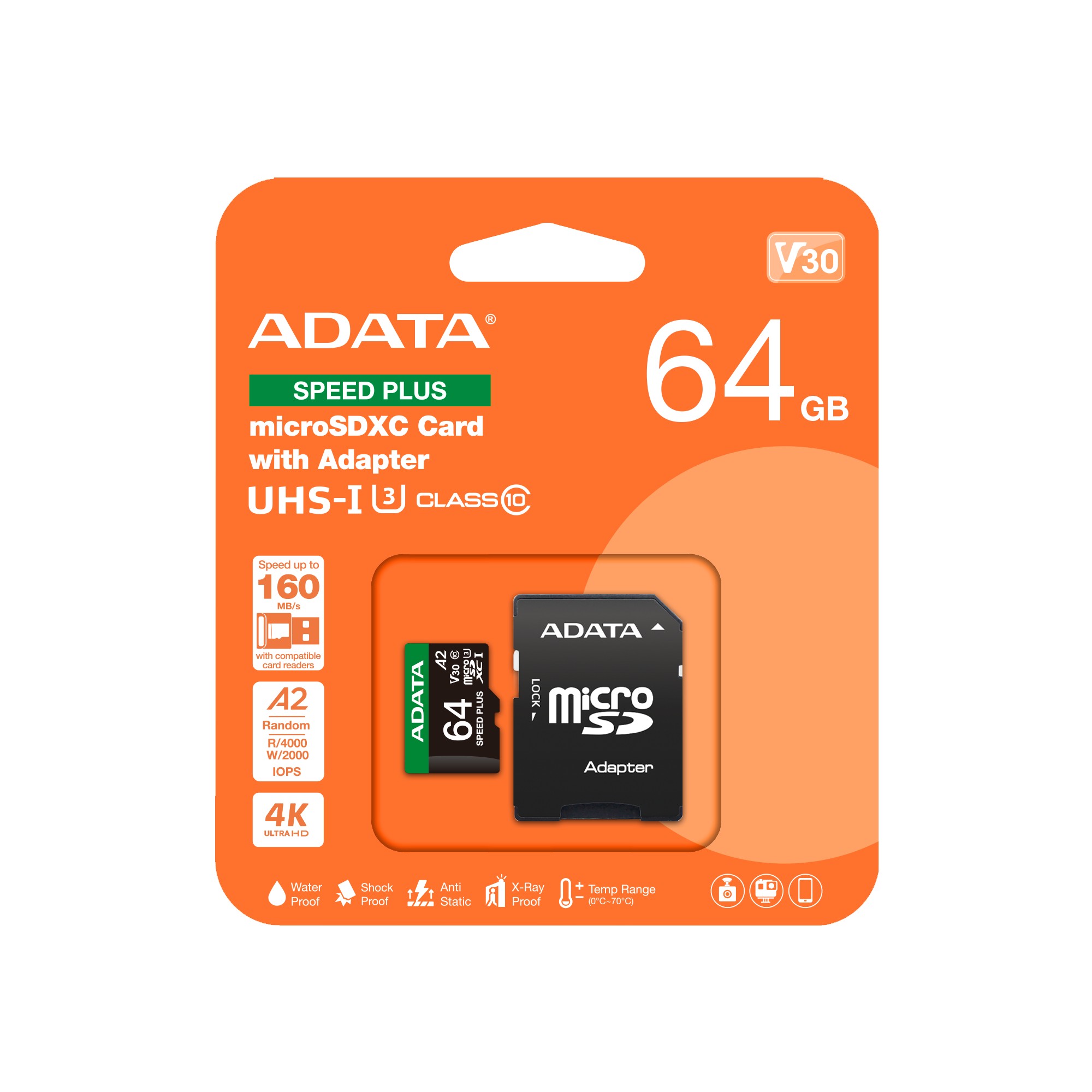 Adata Speed Plus/ Micro SD/ 64GB/ UHS-I U3/ Class 10/ + Adaptér 