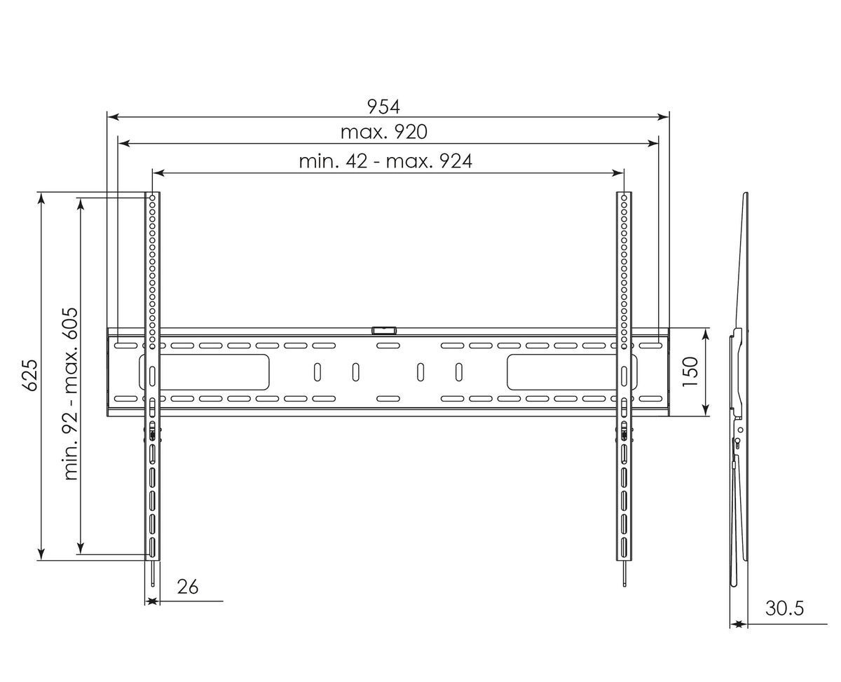 S052.2020 fixný držiak na XXL displeje s VESA 800x600 